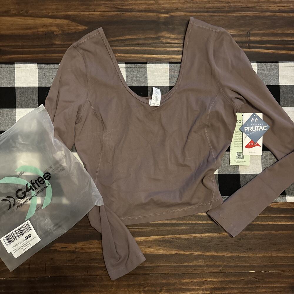 G4free Yoga Cropped Top Taupe Slim Fit New medium